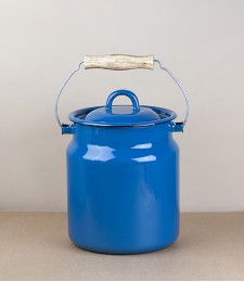 Ukrainian Enamel Milk Can, Blue