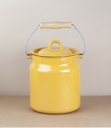 Ukrainian enamel milk can, yellow