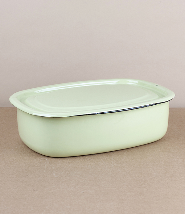 Ukrainian enamel storage box, large, pistachio