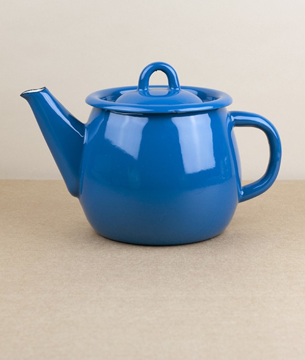 Ukrainian Enamel Teapot, Blue