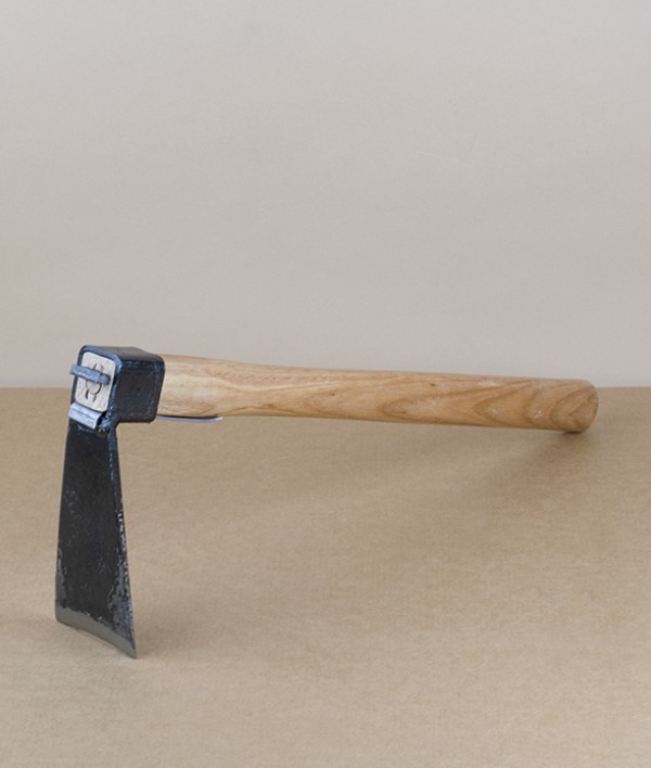 Japanese grub hoe, carbon steel & birch