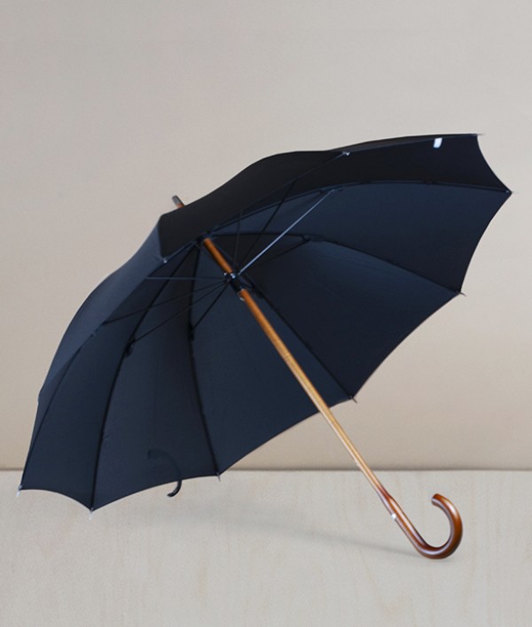 French solid stick ‘English Mount’ umbrella, black