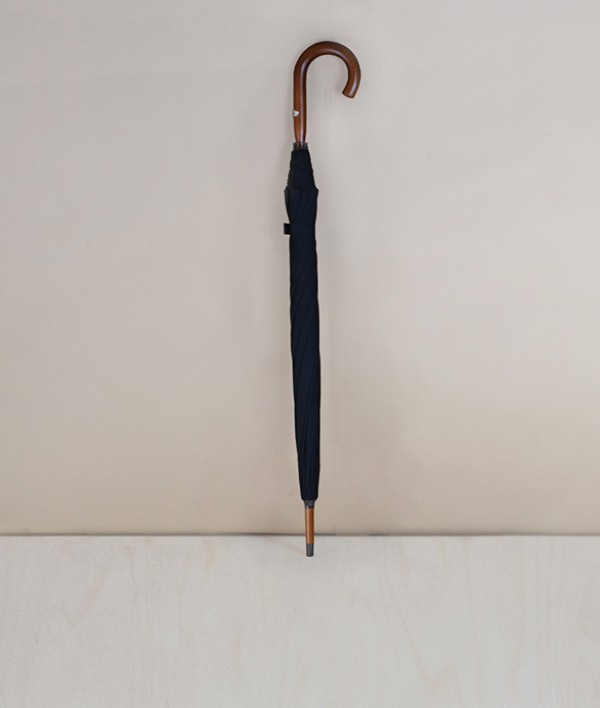French solid stick ‘English Mount’ umbrella, black