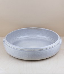 Portuguese terracotta round baker, large, white