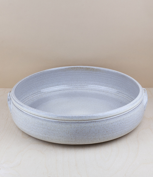 Portuguese terracotta round baker, large, white
