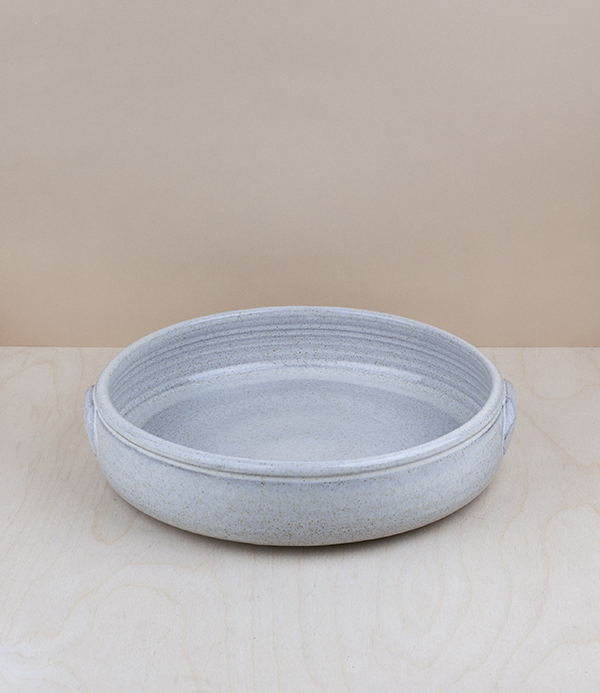 Portuguese terracotta round baker, medium, white