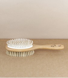 Dog brush, double sided, wood & bristle