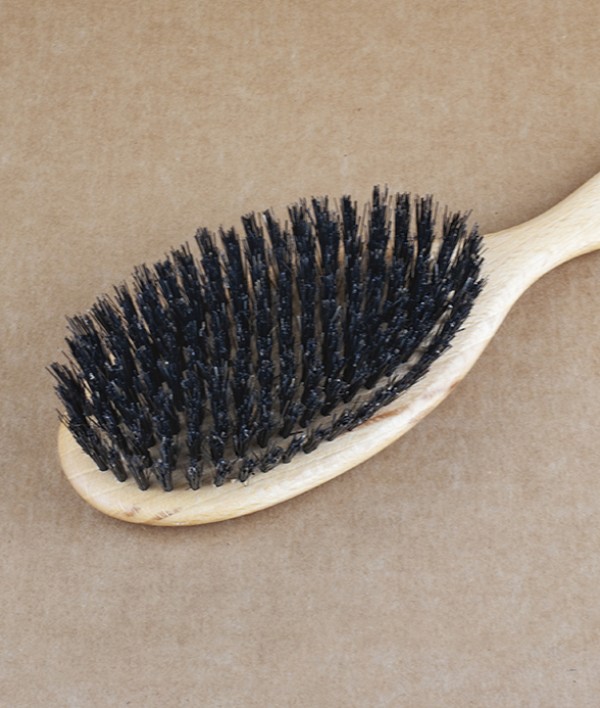 Hairbrush, waxed beech, black bristle