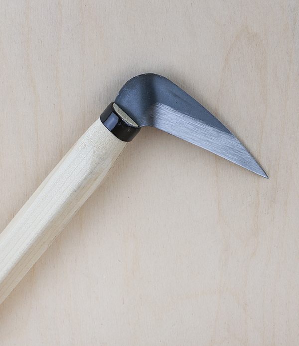 Weed and root cutting sickle, hexagonal handle