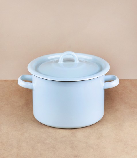 Ukrainian enamel casserole 20cm, 3l, light blue