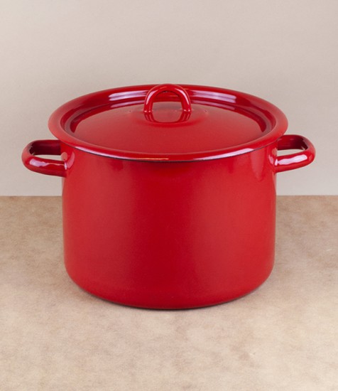 Ukrainian enamel casserole 24cm, 5.5l, red