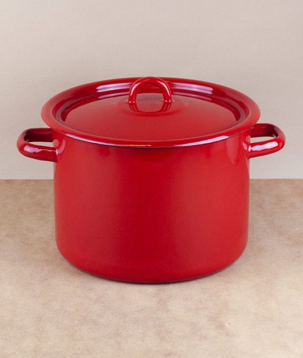 Ukrainian enamel casserole 24cm, 5.5l, red
