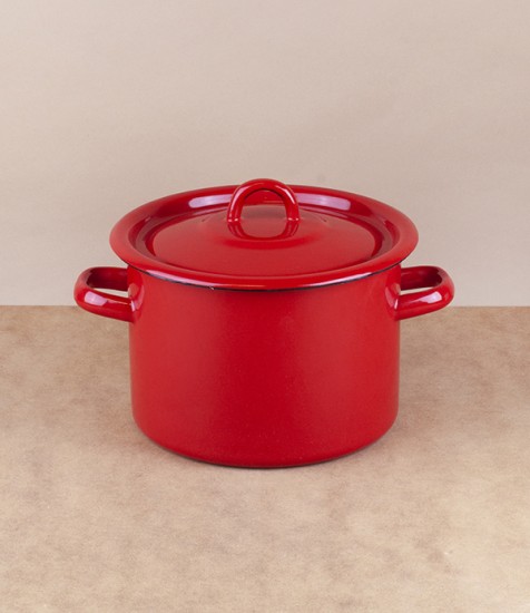 Ukrainian enamel casserole 20cm, 3l, red