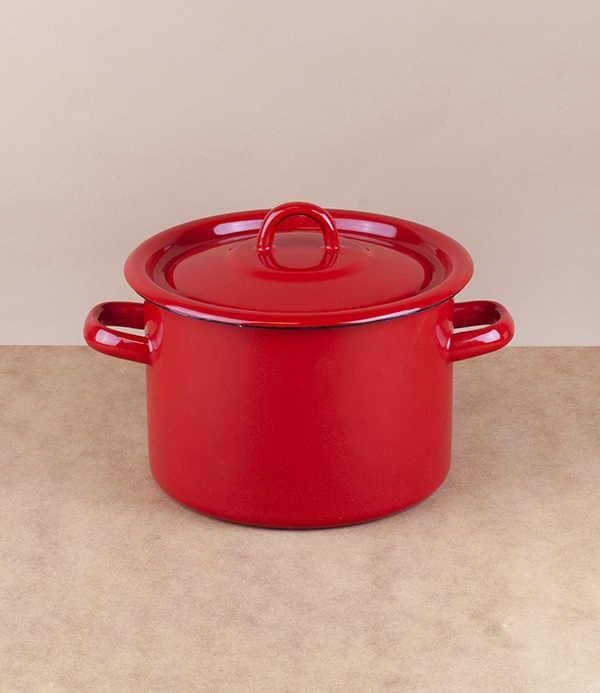 Ukrainian enamel casserole 20cm, 3l, red