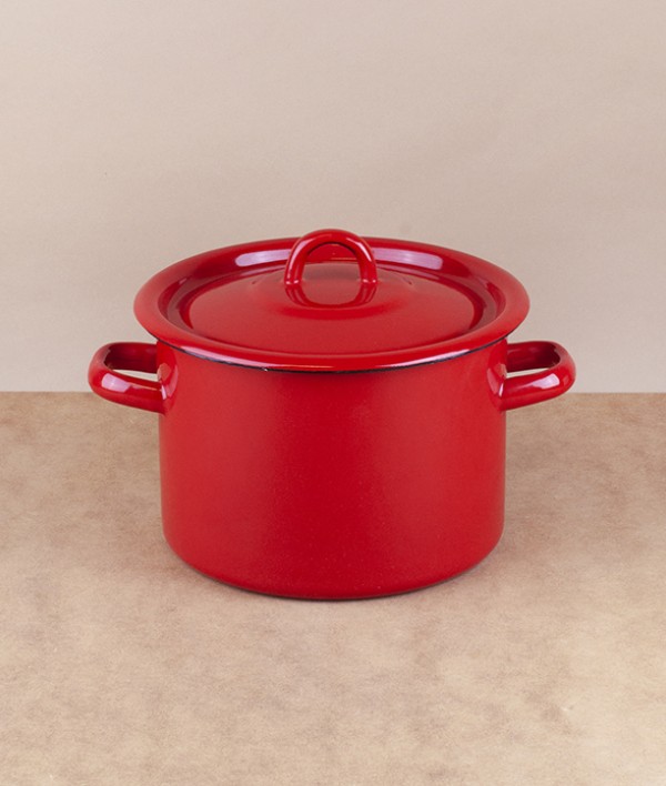 Ukrainian enamel casserole 20cm, 3l, red