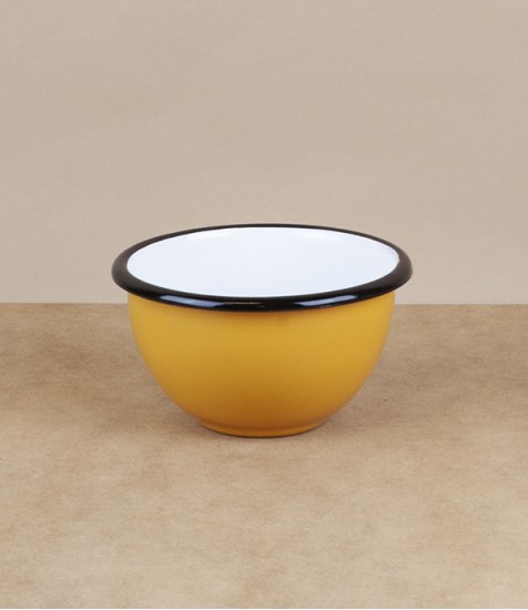 Ukrainian Enamel Bowl, 10cm, Yellow