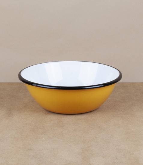 Ukrainian enamel bowl, 15cm, yellow
