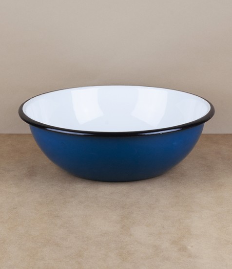 Ukrainian enamel bowl, 24cm, blue