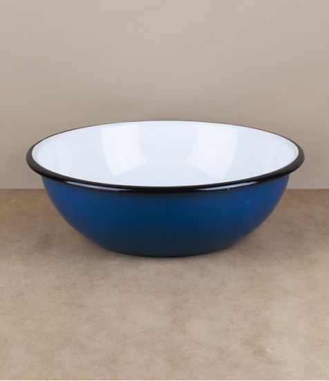 Ukrainian enamel bowl, 24cm, blue