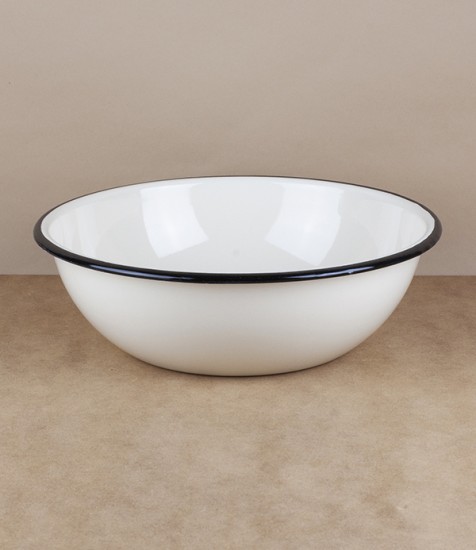 Ukrainian enamel bowl, 24cm, cream