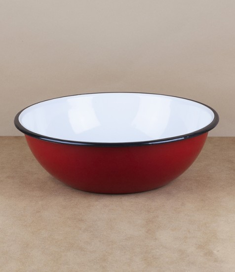 Ukrainian enamel bowl, 24cm, red