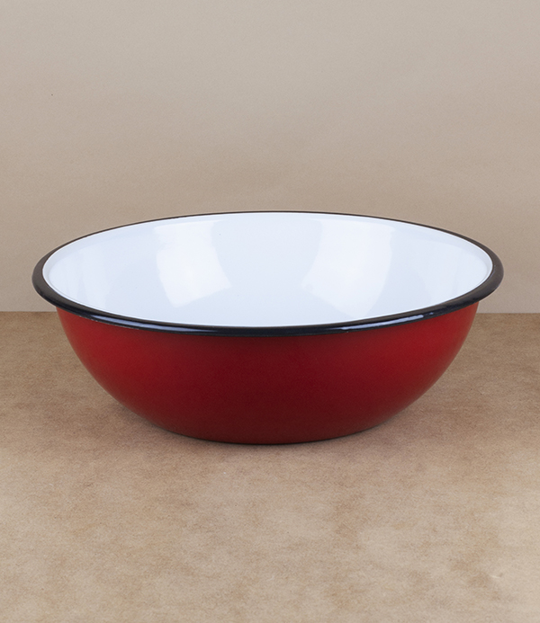 Ukrainian enamel bowl, 24cm, red