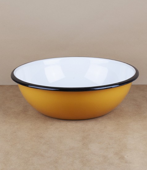 Ukrainian enamel bowl, 24cm, yellow