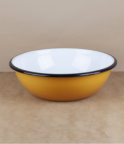 Ukrainian enamel bowl, 24cm, yellow