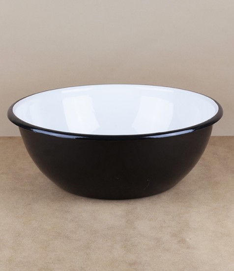 Ukrainian enamel bowl, 28cm, black