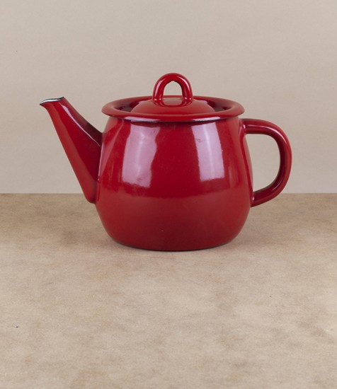 Ukrainian Enamel Teapot, Red